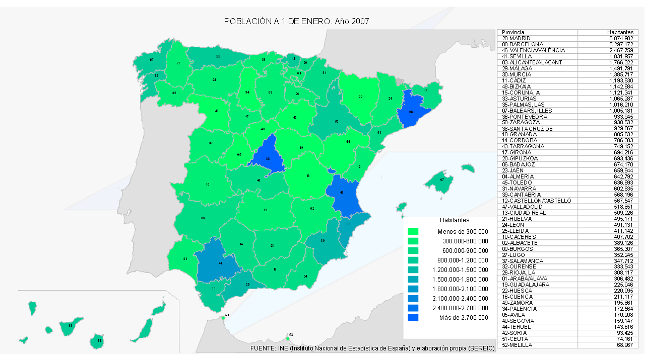 Poblacion Provincias España INE 02007